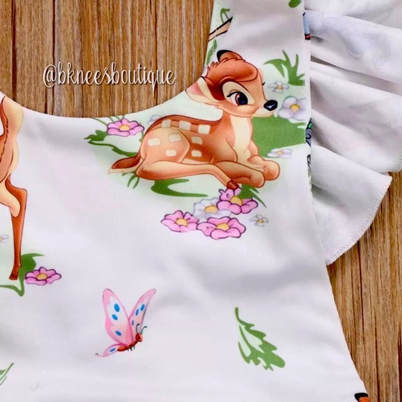 Babygirl Boutique Disney Bambi Ruffle 2pc. Bodysuit Romper - Picture 3 of 4
